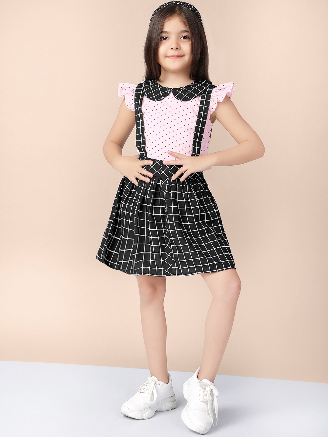 

Naughty Ninos Girls Black Checked Pinafore Dress