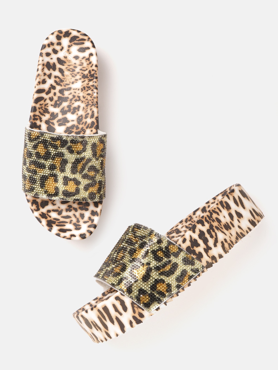 

Lavie Yellow & Black Leopard Pattern Studded Flatform Heels
