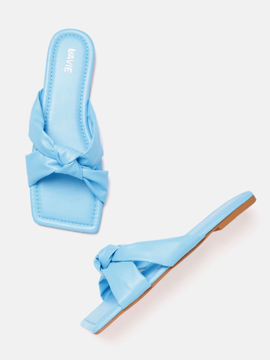 

Lavie Women Blue Solid Open Toe Flats with Knot Detail
