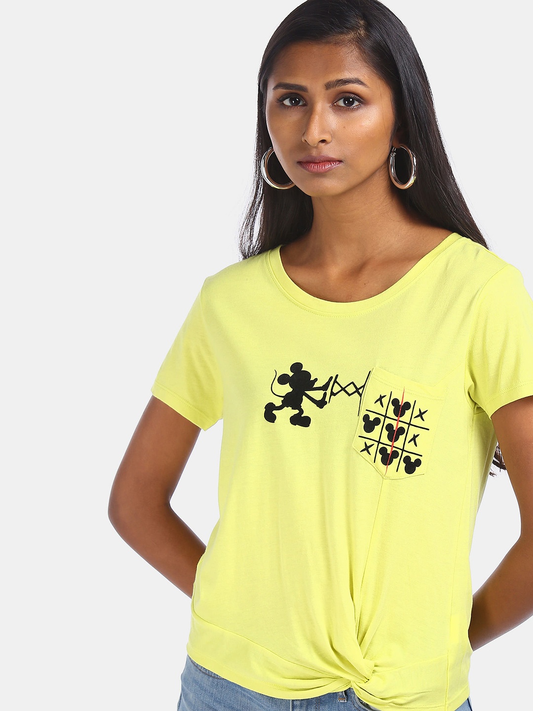 

Sugr Yellow Printed Regular Top