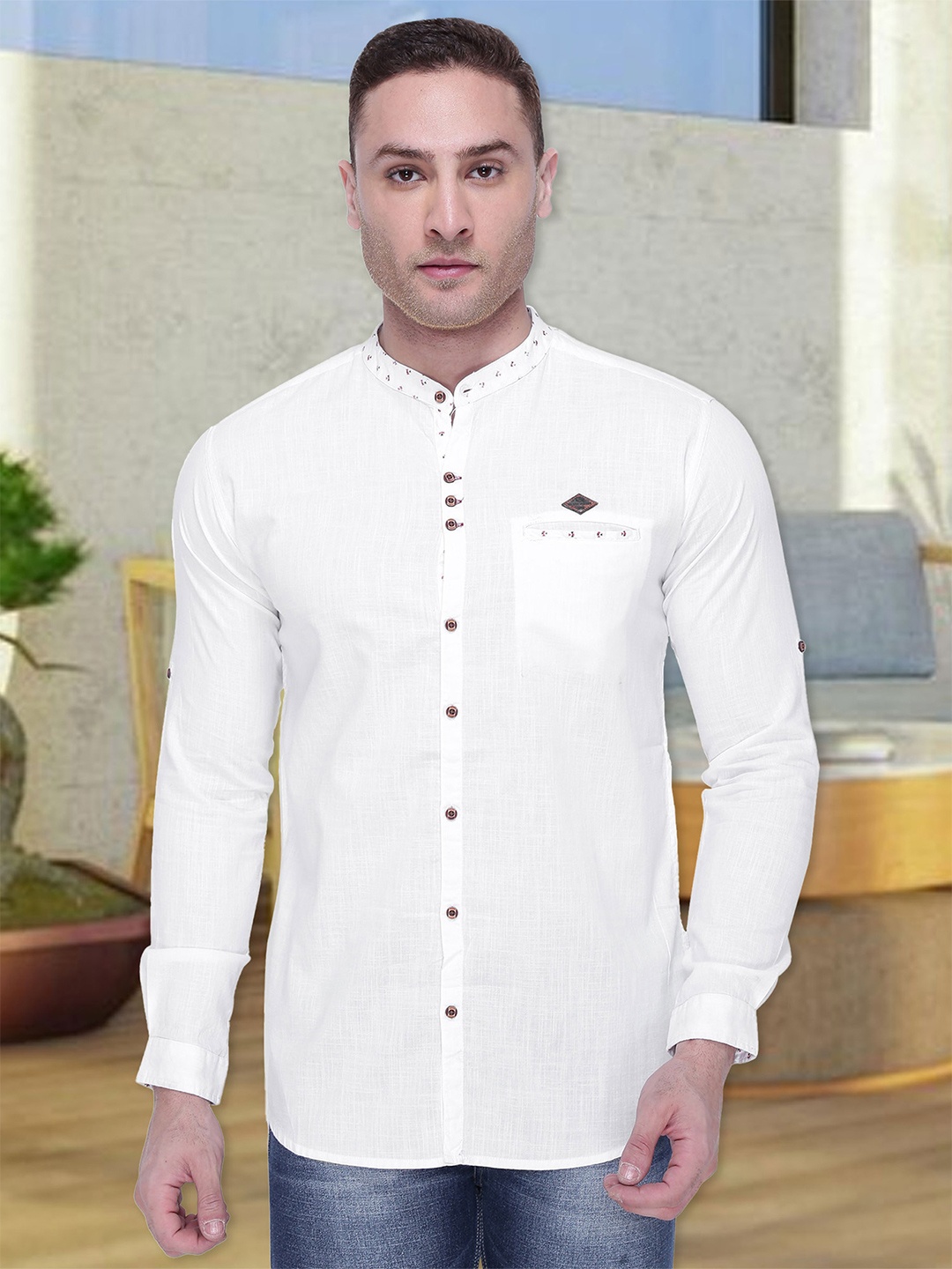 

Kuons Avenue Men White Slim Fit Solid Casual Shirt