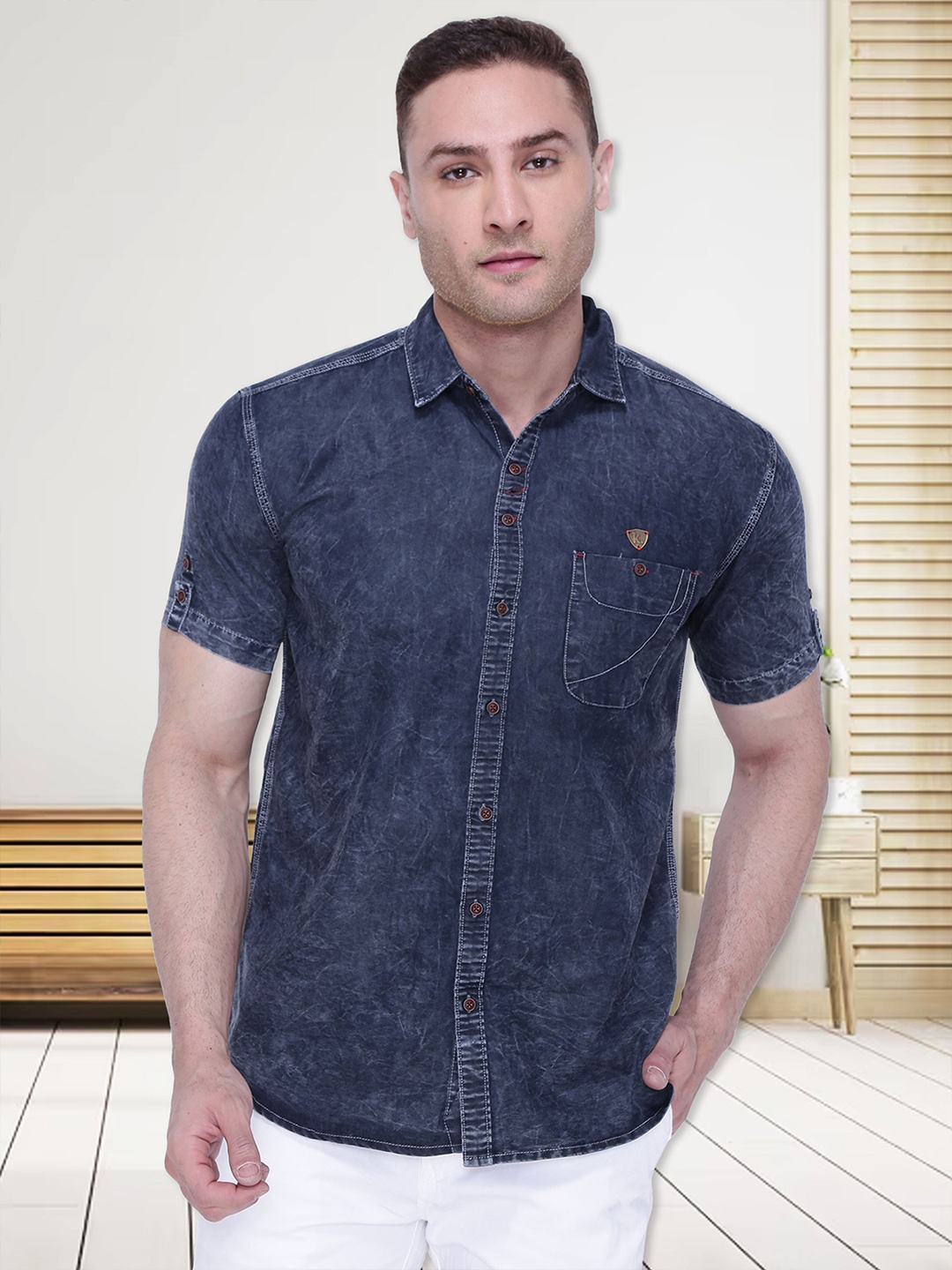 

Kuons Avenue Men Black Slim Fit Denim Casual Shirt