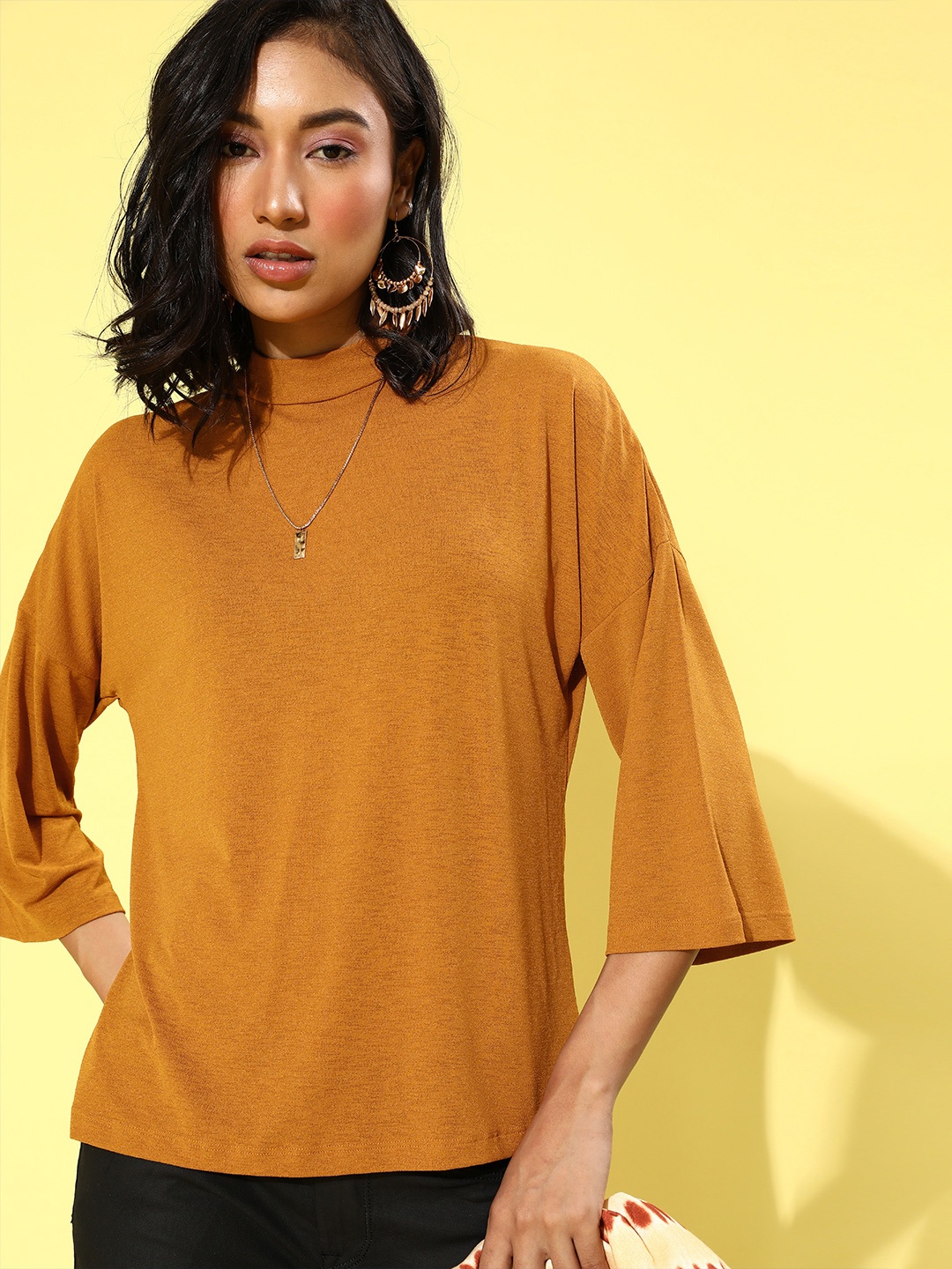 

Veni Vidi Vici Women Stylish Mustard Solid Top