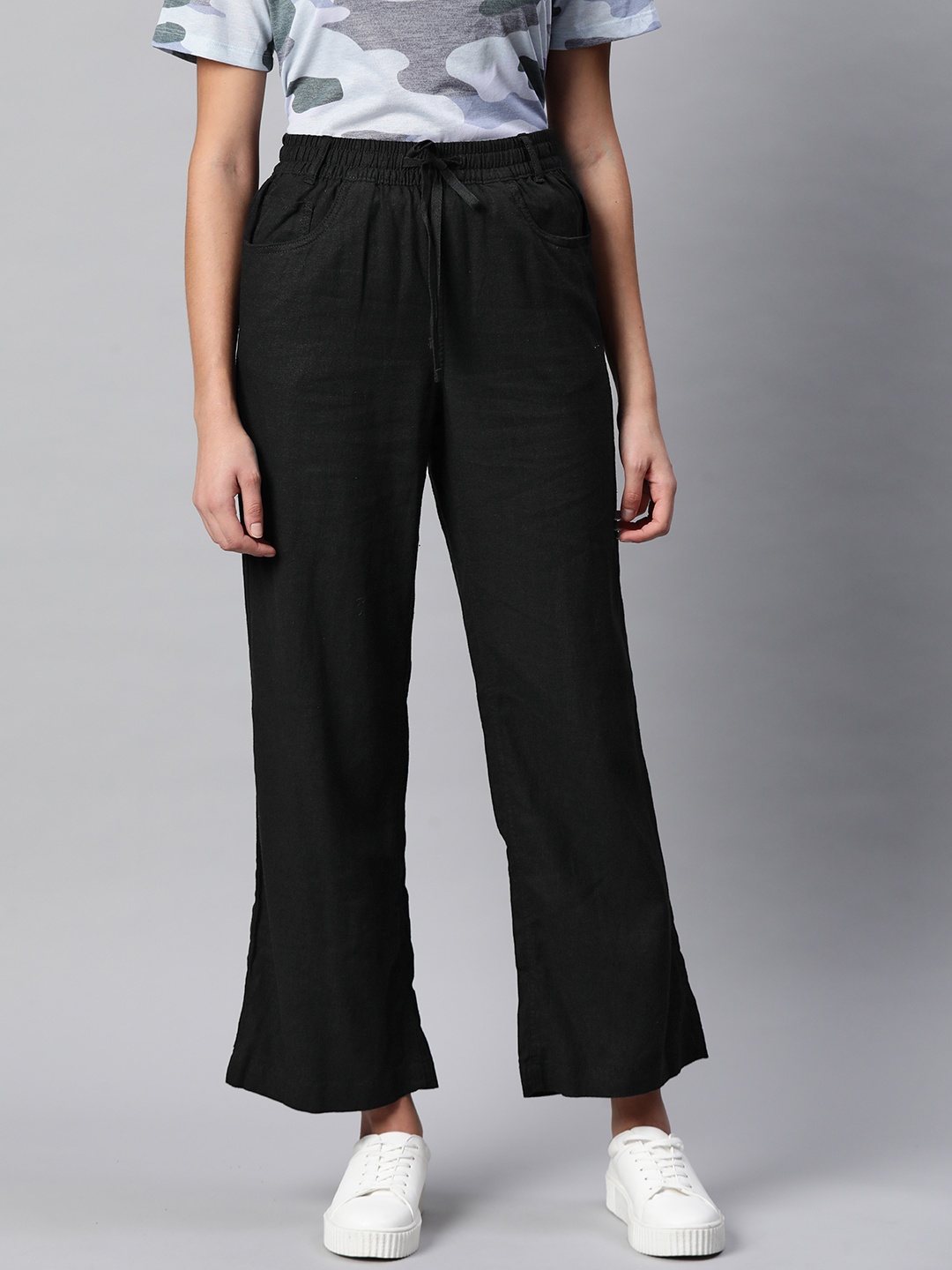

Marks & Spencer Women Black Parallel Trousers
