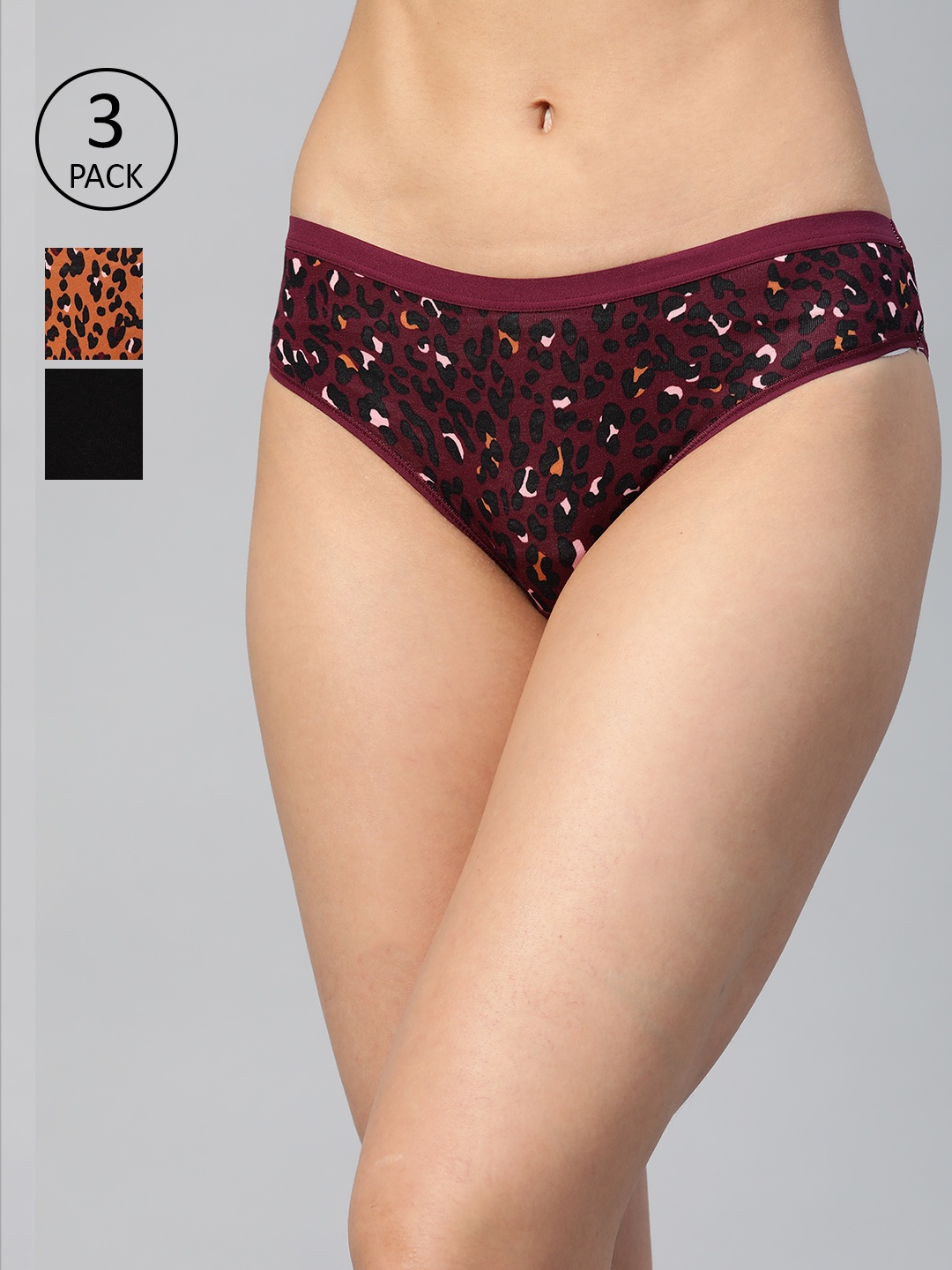 

Marks & Spencer Women Pack of 3 Printed Basic Briefs T614005, Brown