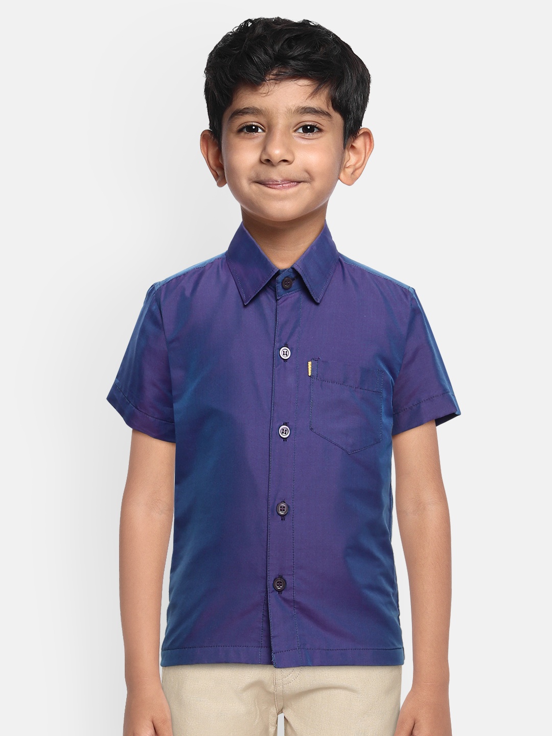 

THANGAMAGAN Boys Purple Original Regular Fit Solid Casual Shirt