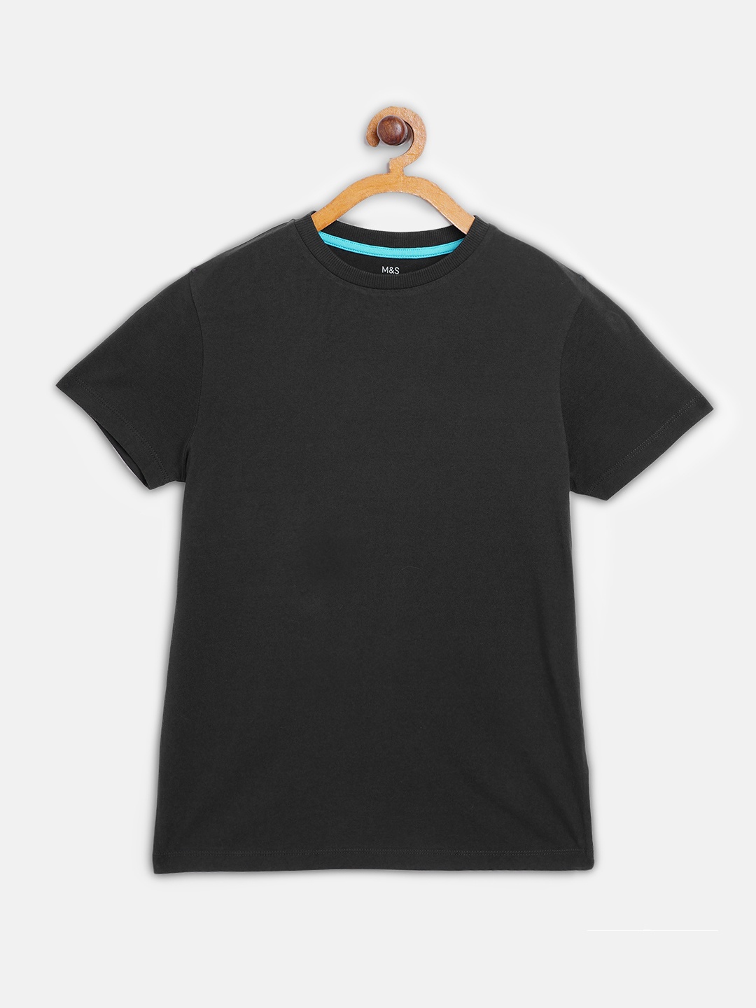 

Marks Spencer Boys Black Sustainable Solid Round Neck Pure Cotton T-shirt