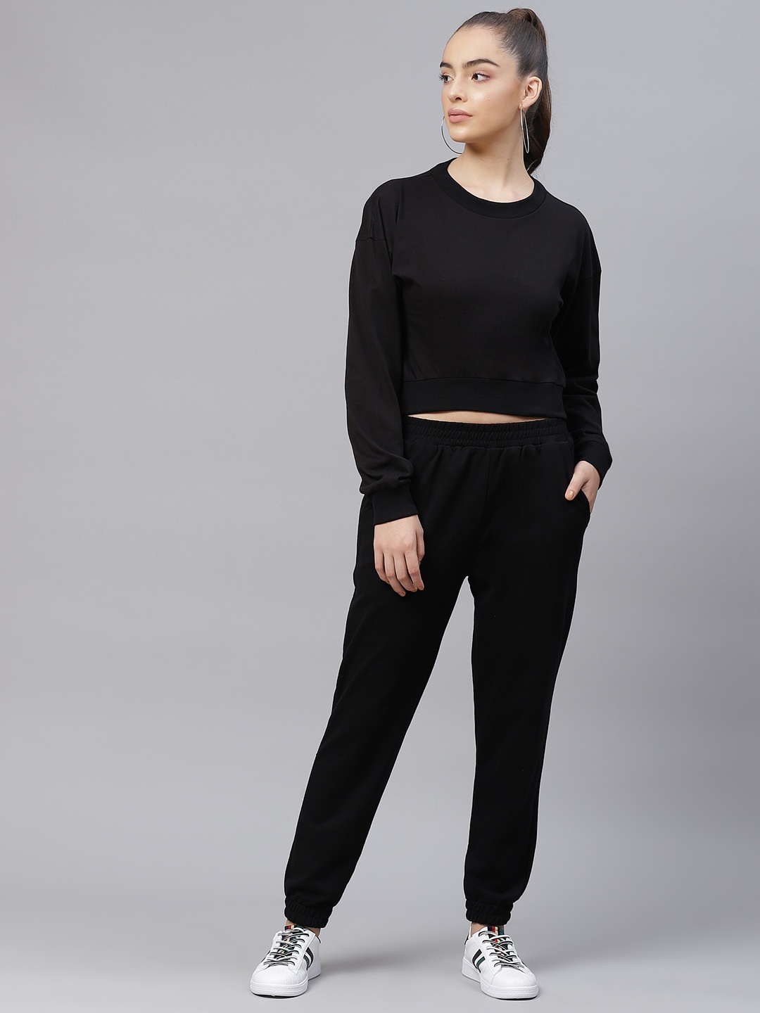 

Laabha Women Black Solid Tracksuit