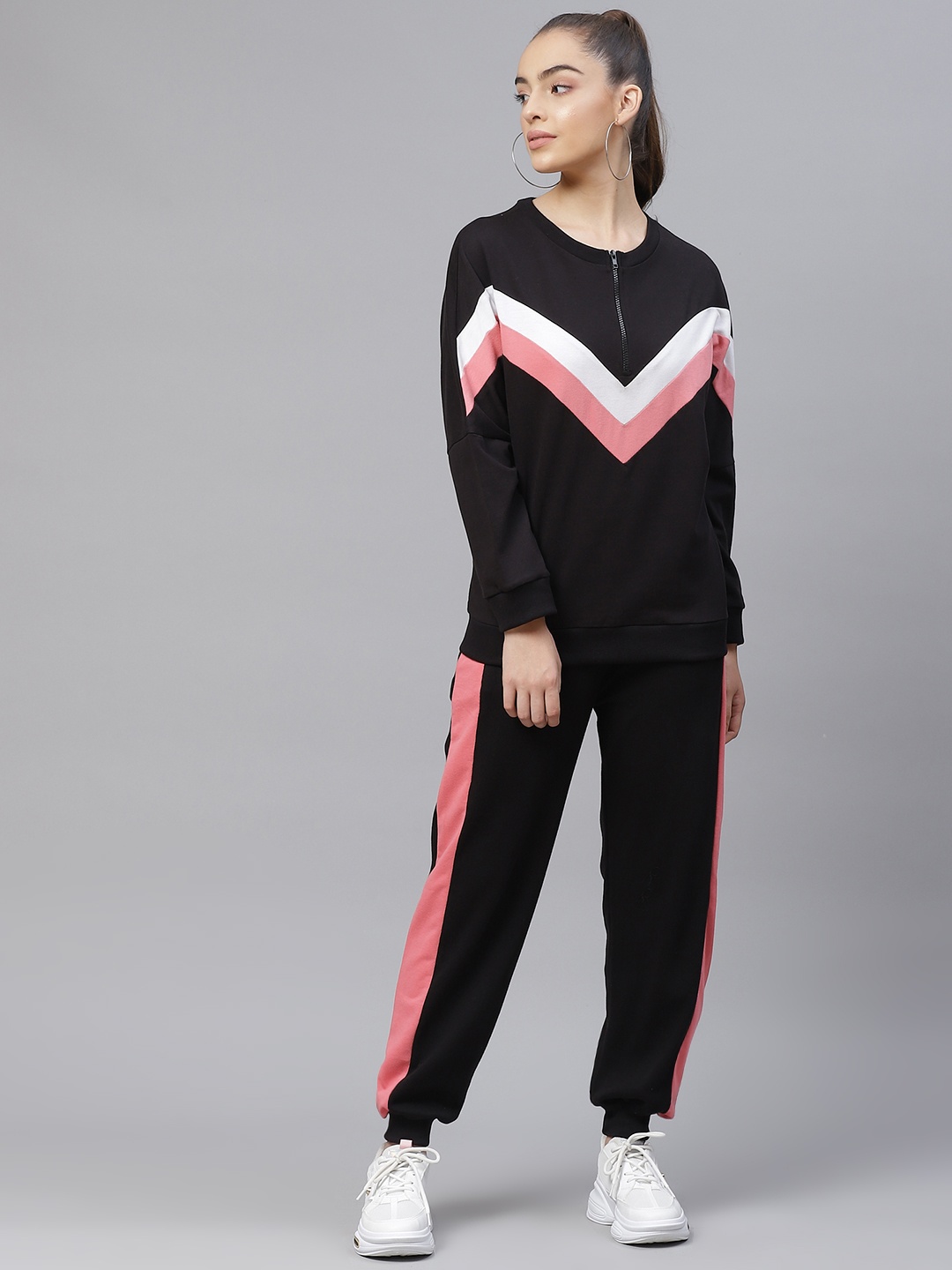 

Laabha Women Black & White Striped Detail Tracksuit