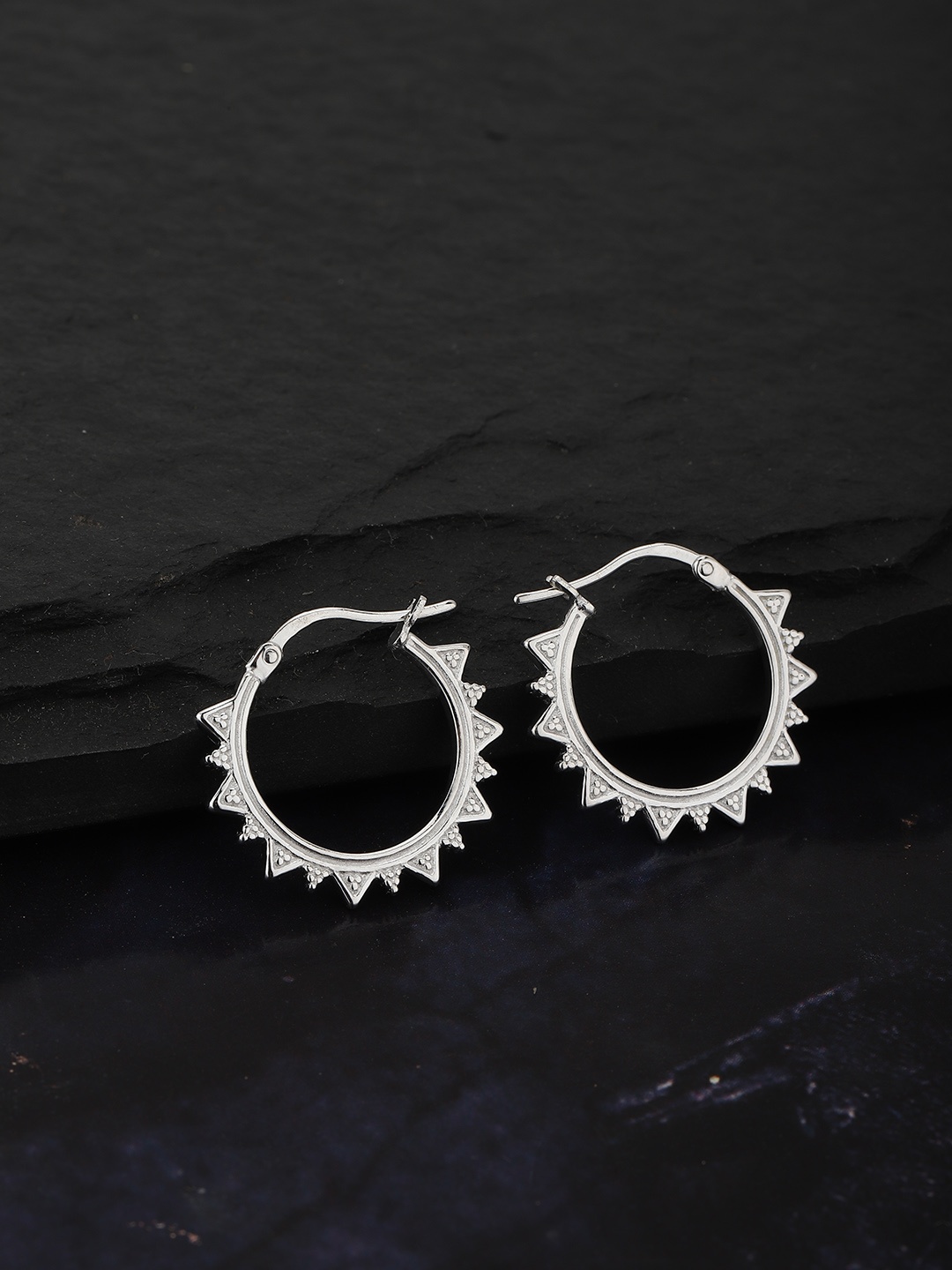

Carlton London Silver-Toned Rhodium-Plated Circular Hoop Earrings