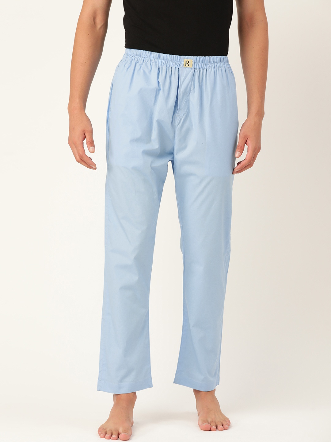 

RAJUBHAI HARGOVINDAS Men Blue Solid Pure Cotton Lounge Pants