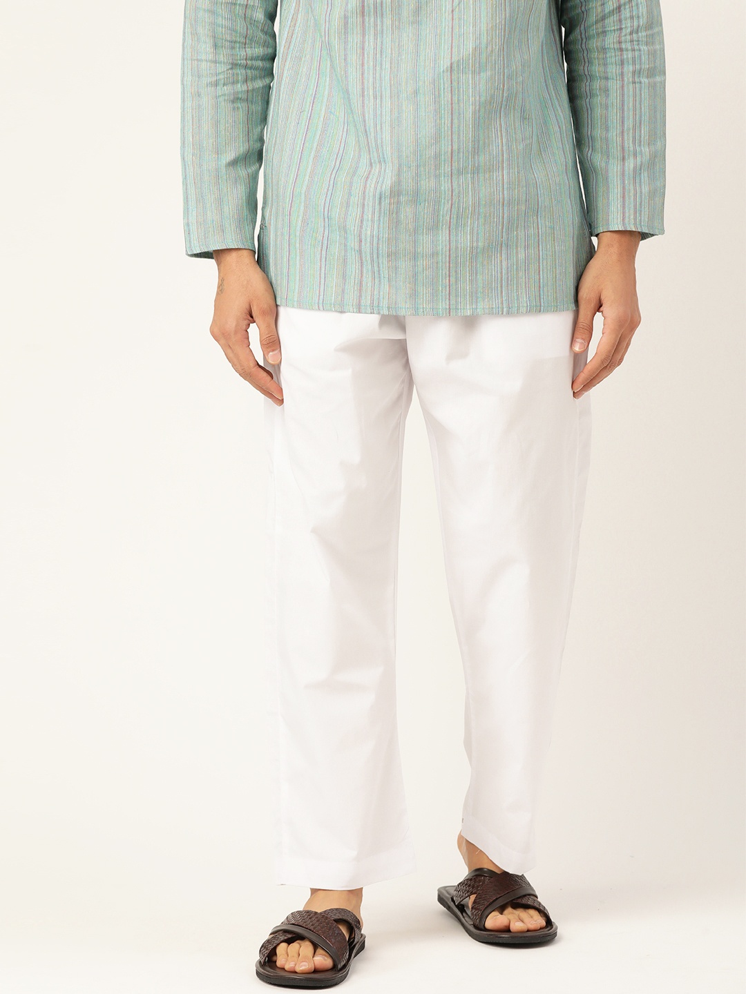 

RAJUBHAI HARGOVINDAS Men White Solid Pure Cotton Lounge Pants