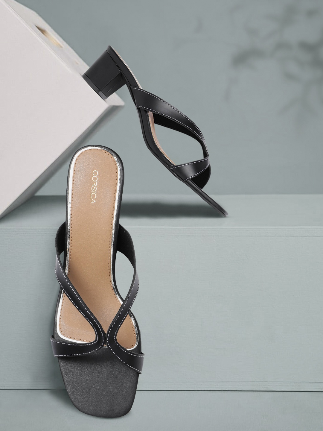 CORSICA Black Block Heels