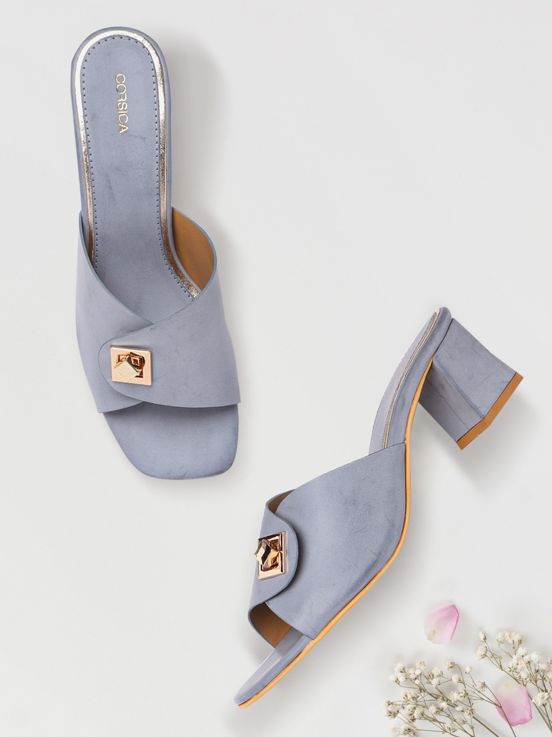 

CORSICA Women Blue Solid Block Heels with Twist Lock Detail