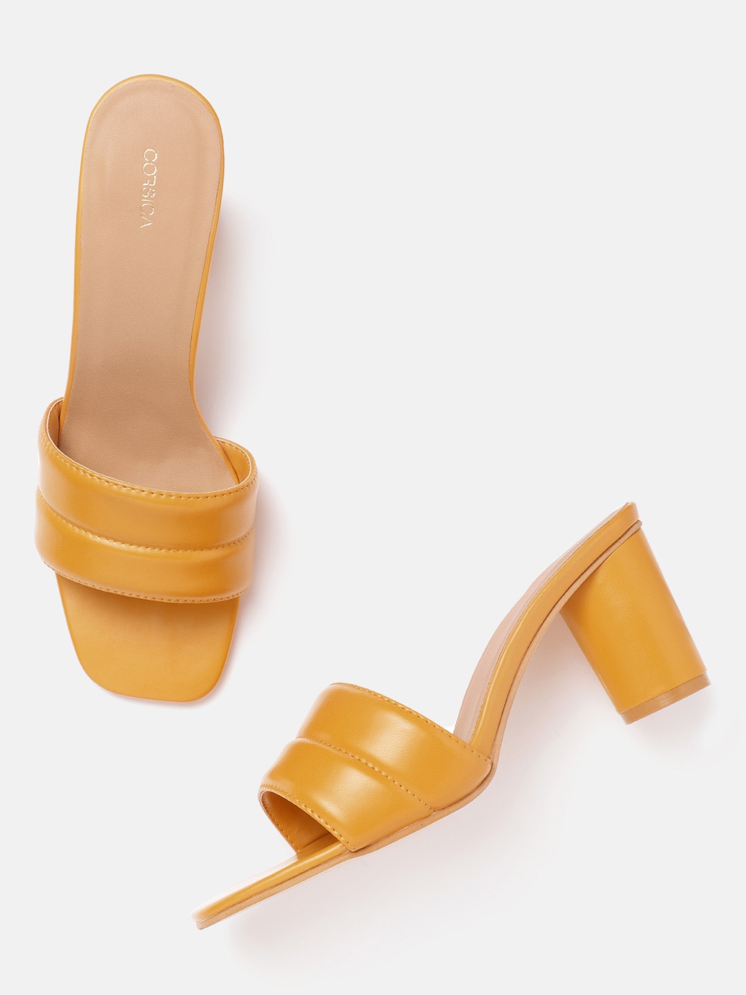 

CORSICA Mustard Yellow Solid Block Heels