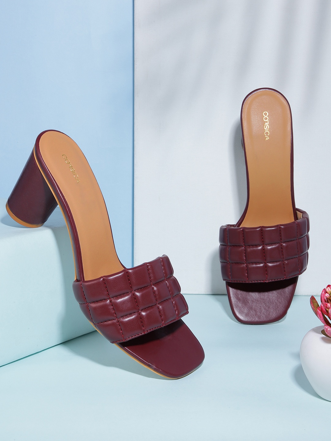 

CORSICA Maroon Quilted Block Heels