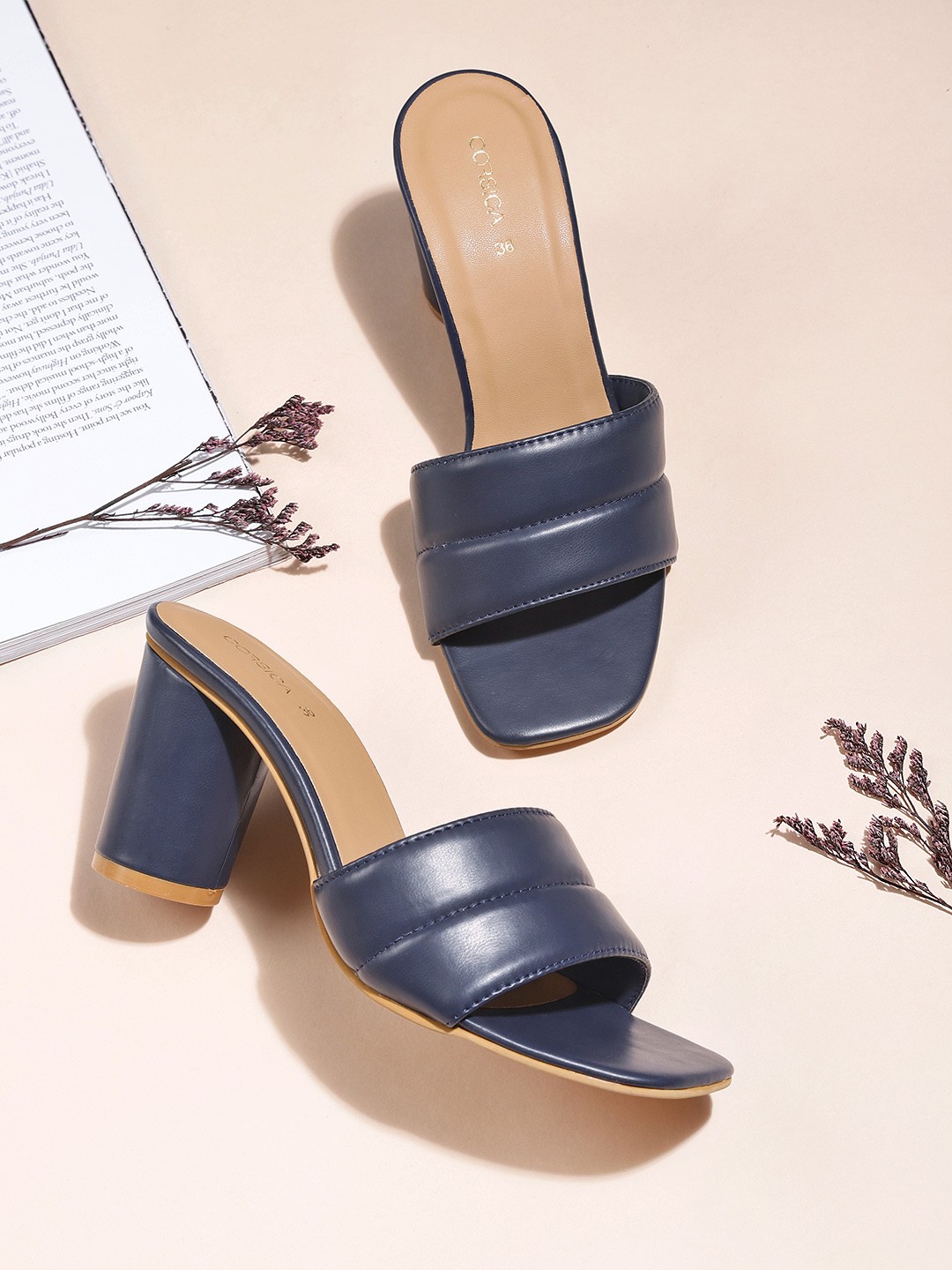 

CORSICA Navy Blue Solid Block Heels