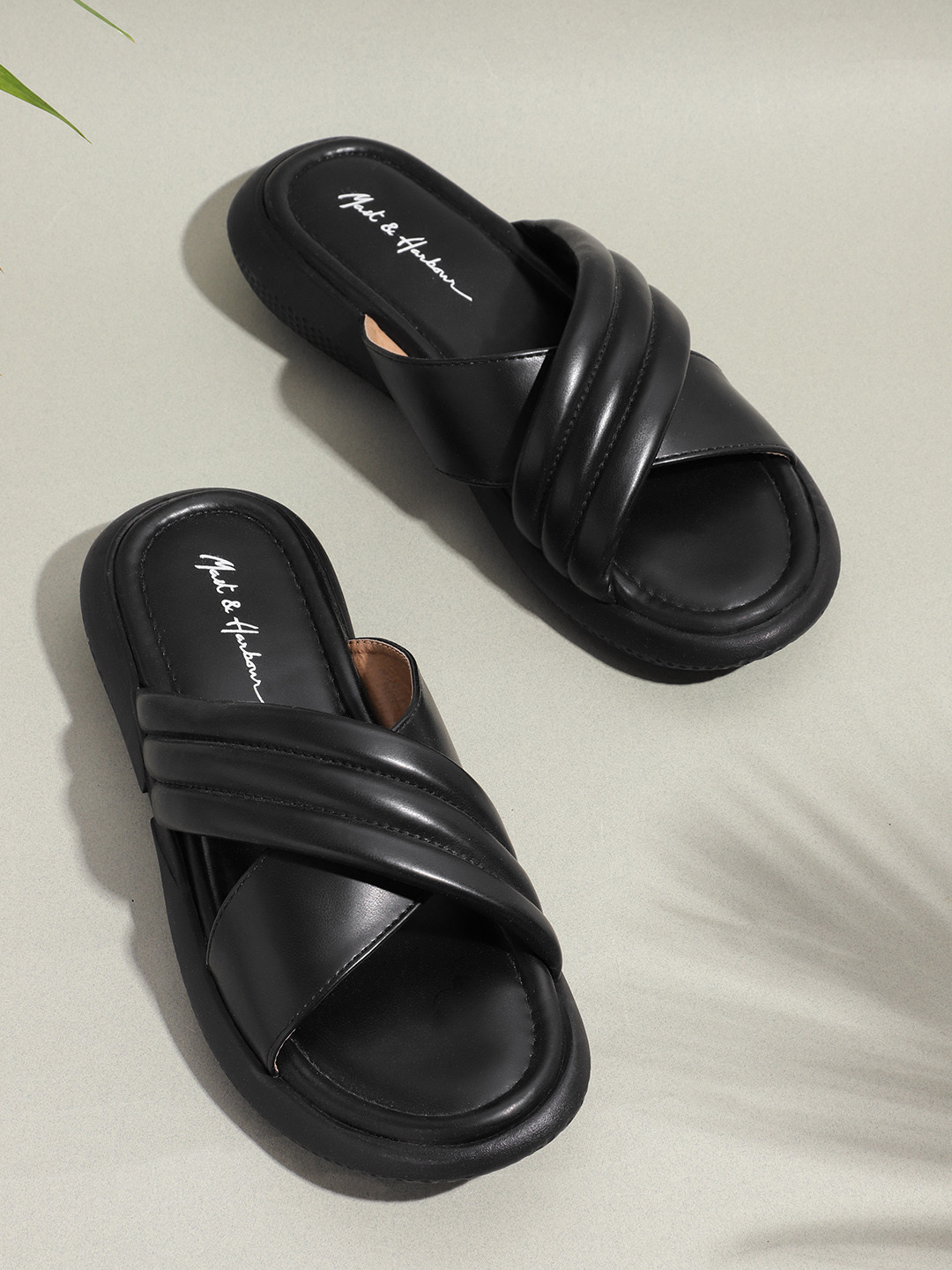 

Mast & Harbour Black Solid Comfort Heels