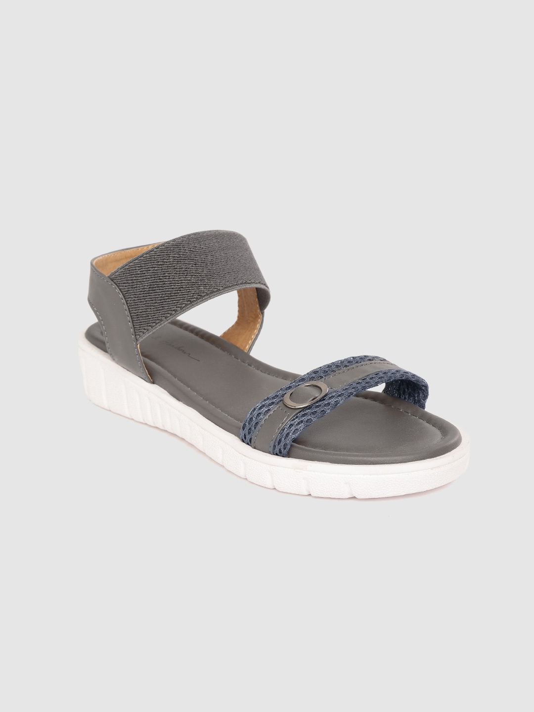 

Mast & Harbour Women Grey Woven Design Open Toe Flats