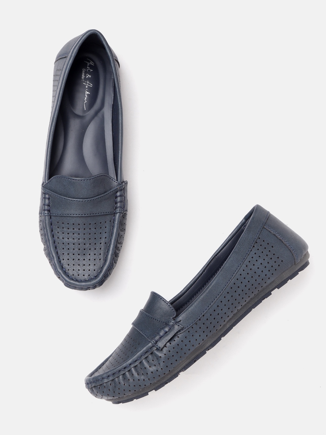 

Mast & Harbour Women Navy Blue Perforated Loafers