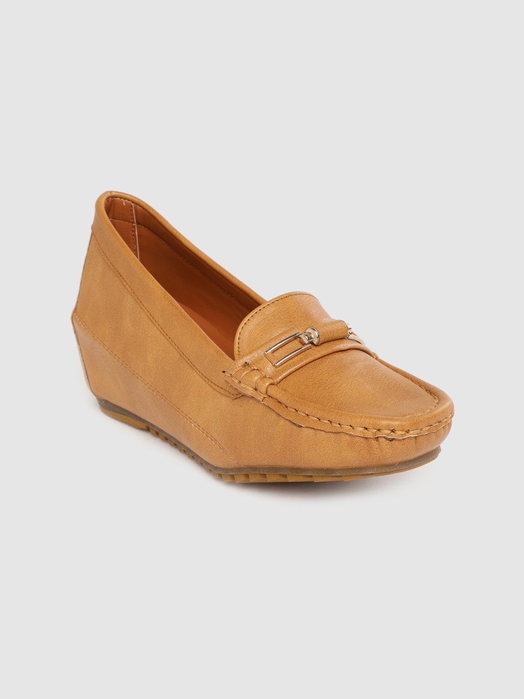 

Mast & Harbour Women Brown Solid Heeled Loafers