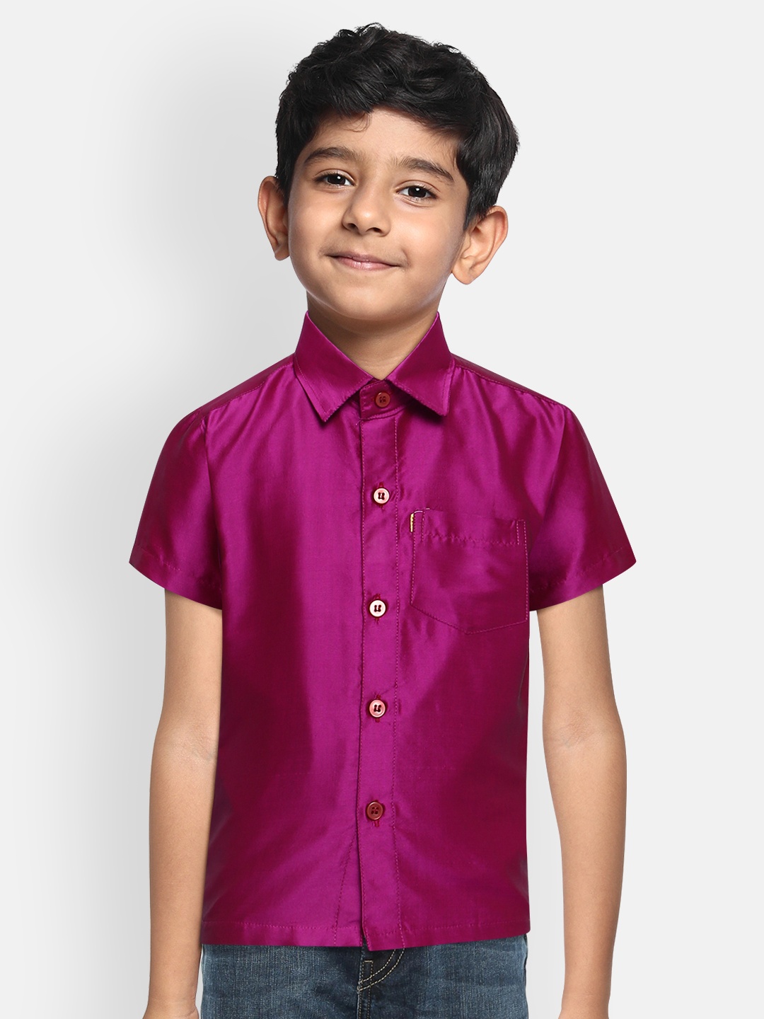 

THANGAMAGAN Boys Rose Original Regular Fit Solid Casual Shirt