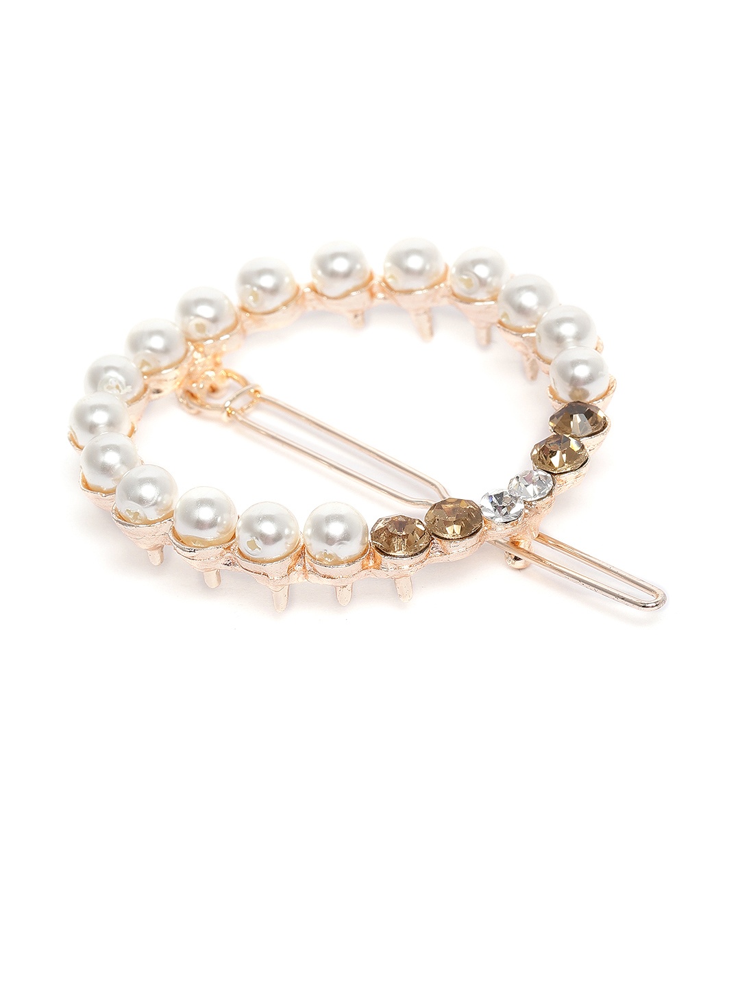 

AccessHer White & Gold Pearl Studded Embellished French Barrette