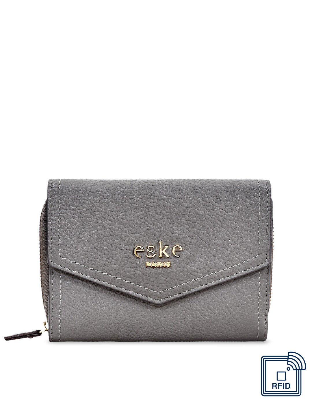 

Eske Women Grey Solid Leather Wallet