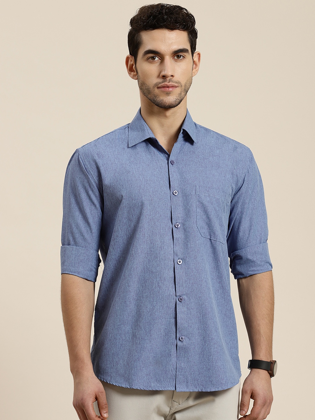 

SOJANYA Men Blue New Regular Fit Solid Casual Shirt