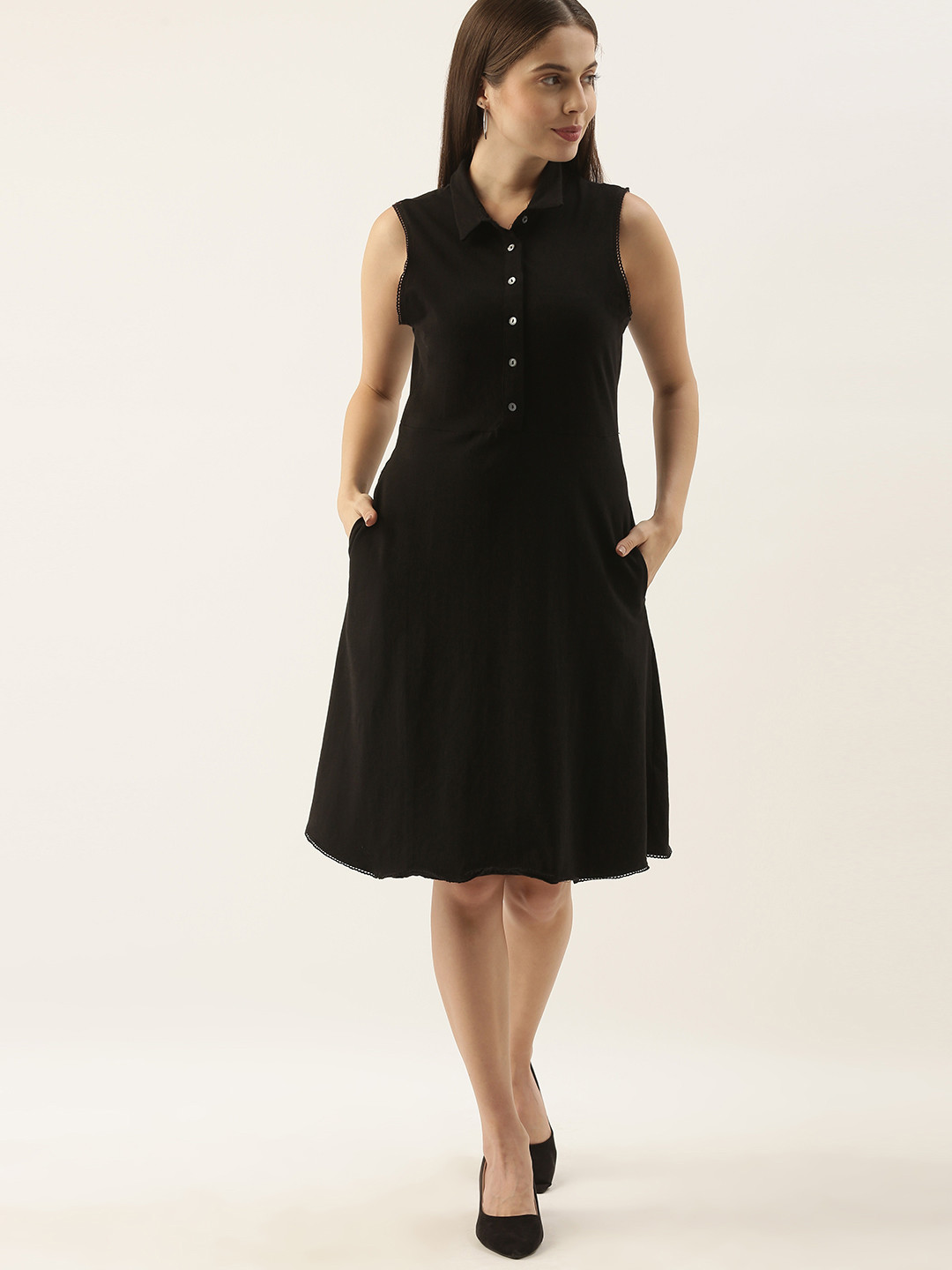 

her by invictus Women Black Solid A-Line Dress