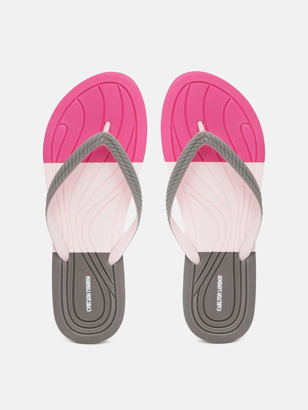 

Carlton London Women Pink & Charcoal Grey Colourblocked Thong Flip-Flops