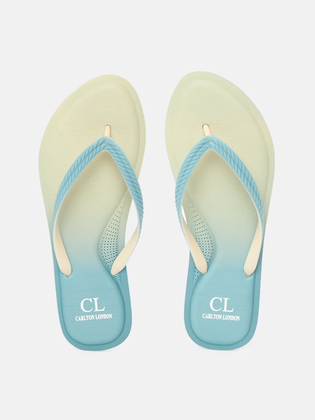 

Carlton London Women Yellow & Green Ombre Effect Thong Flip-Flops