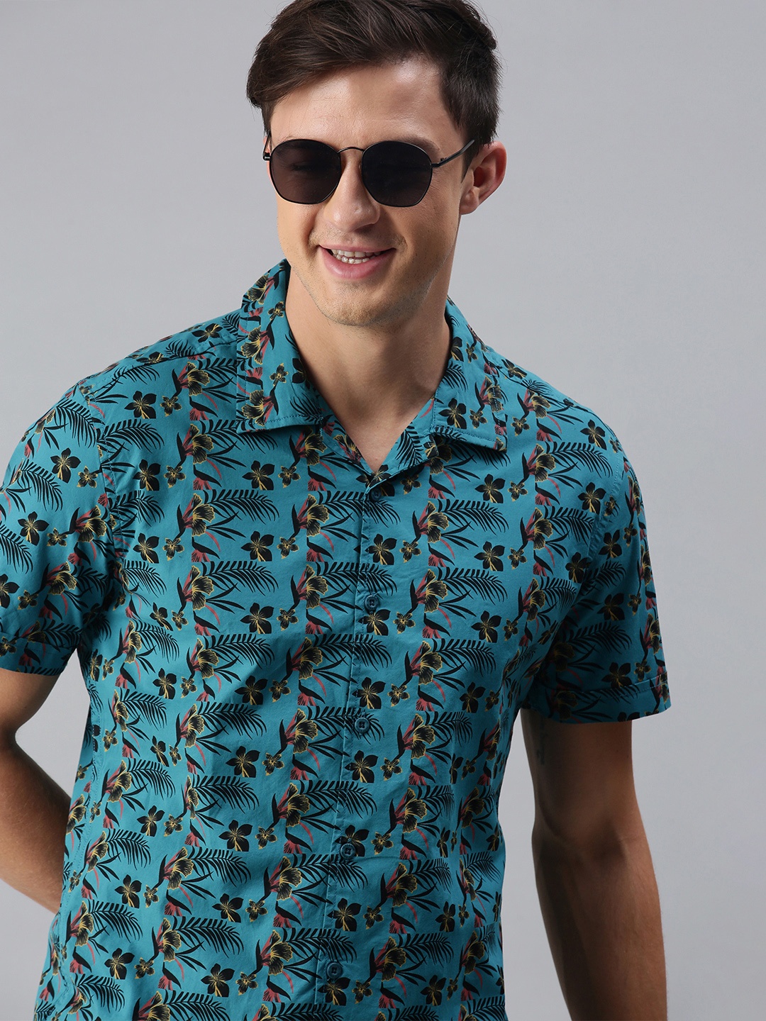 

HERE&NOW Men Blue Slim Fit Floral Printed Casual Shirt
