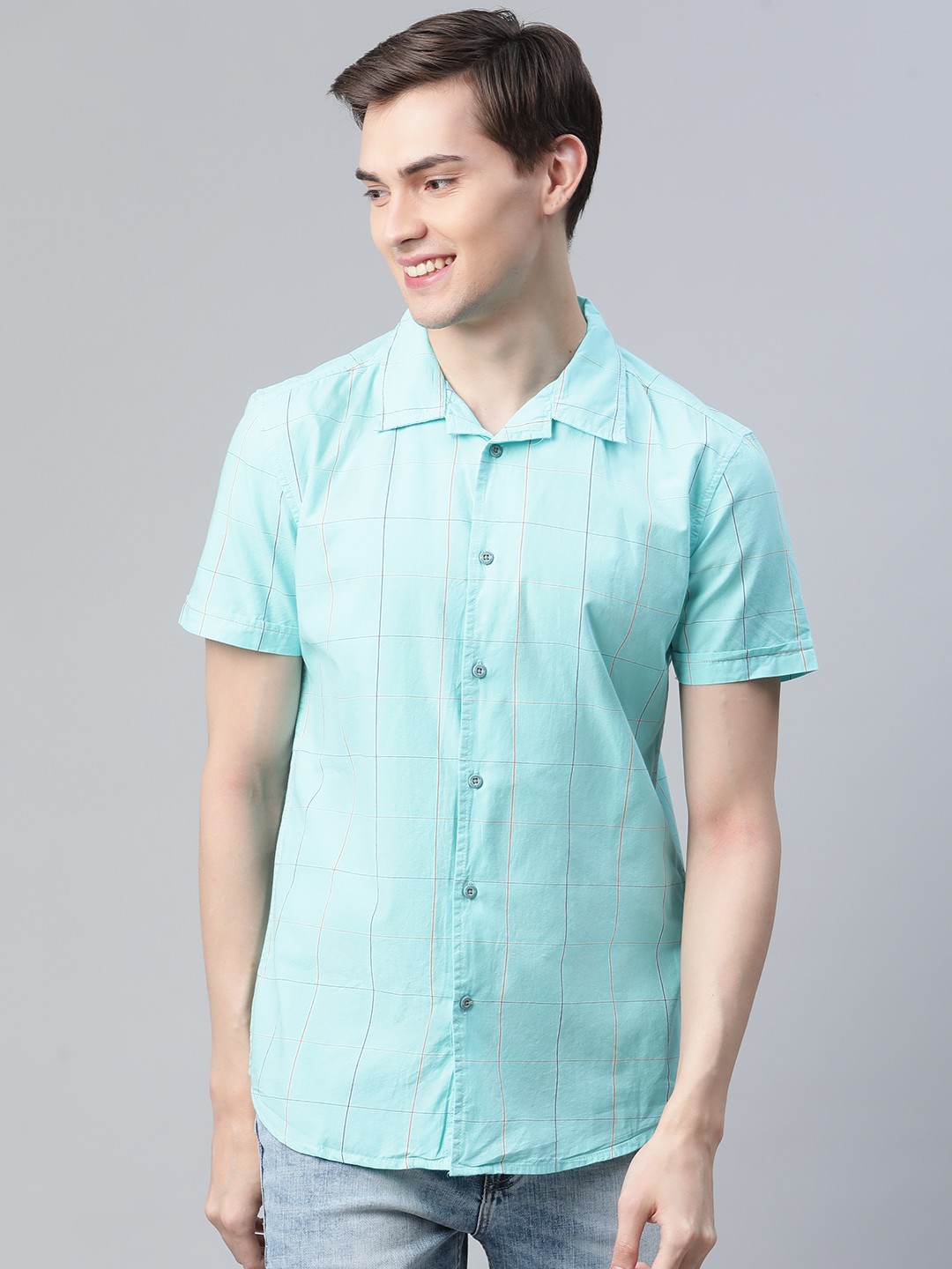 

HERE&NOW Men Blue Slim Fit Checked Casual Shirt