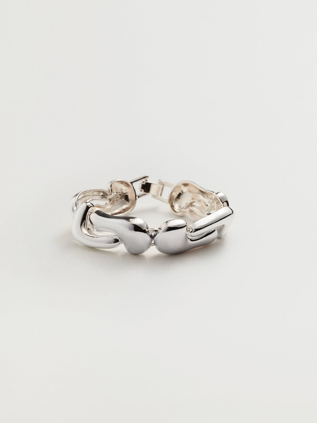 

MANGO Silver-Toned Solid Link Bracelet