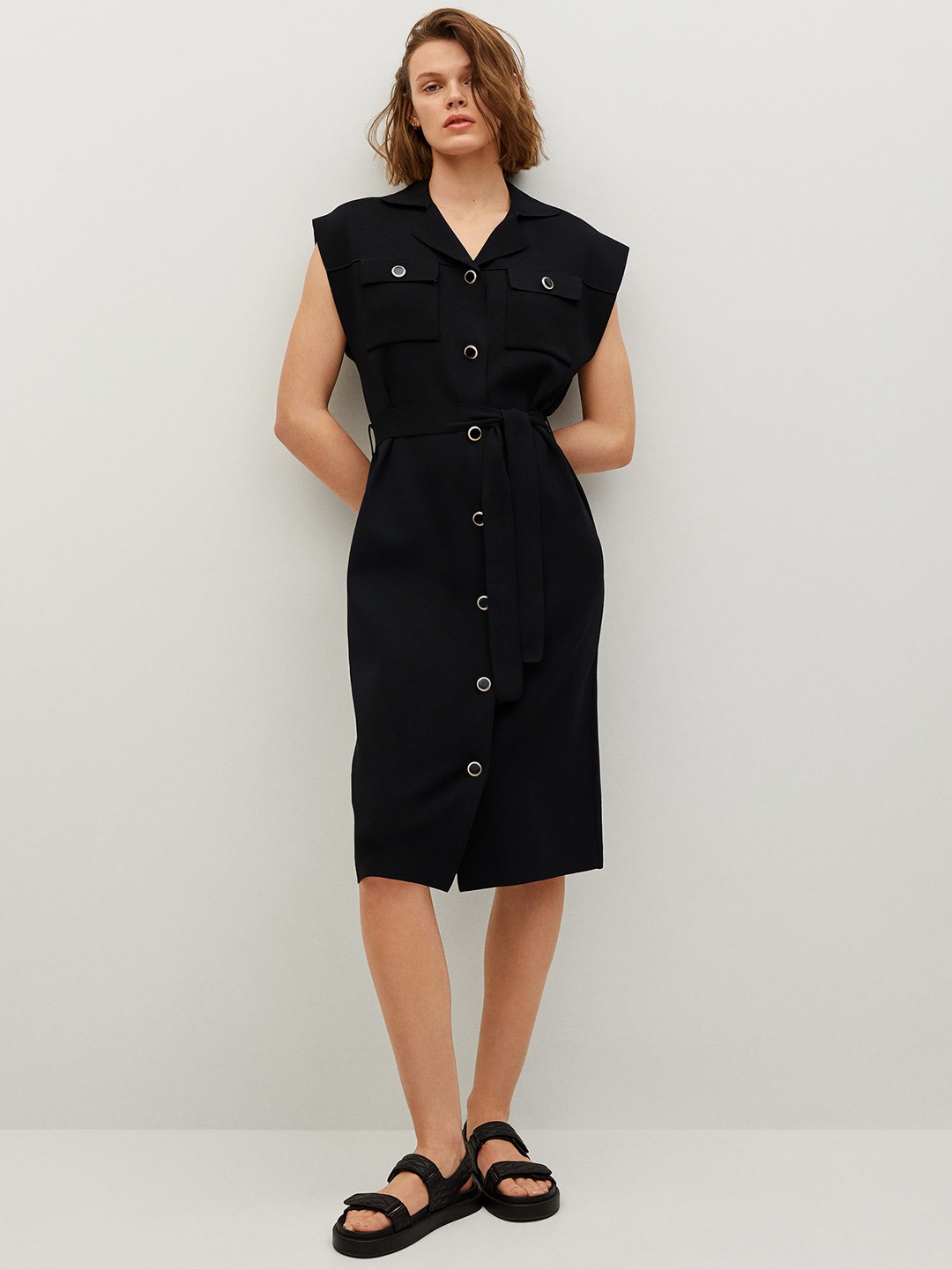 

MANGO Women Black Solid Shirt Winter Dress
