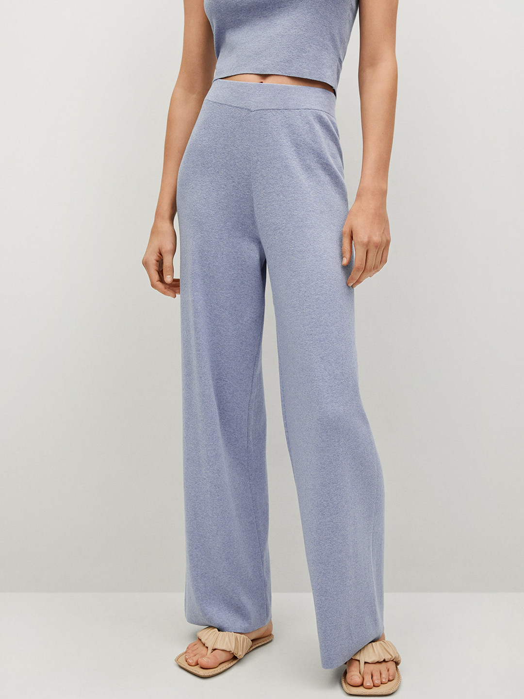 

MANGO Women Blue Pure Cotton Trousers