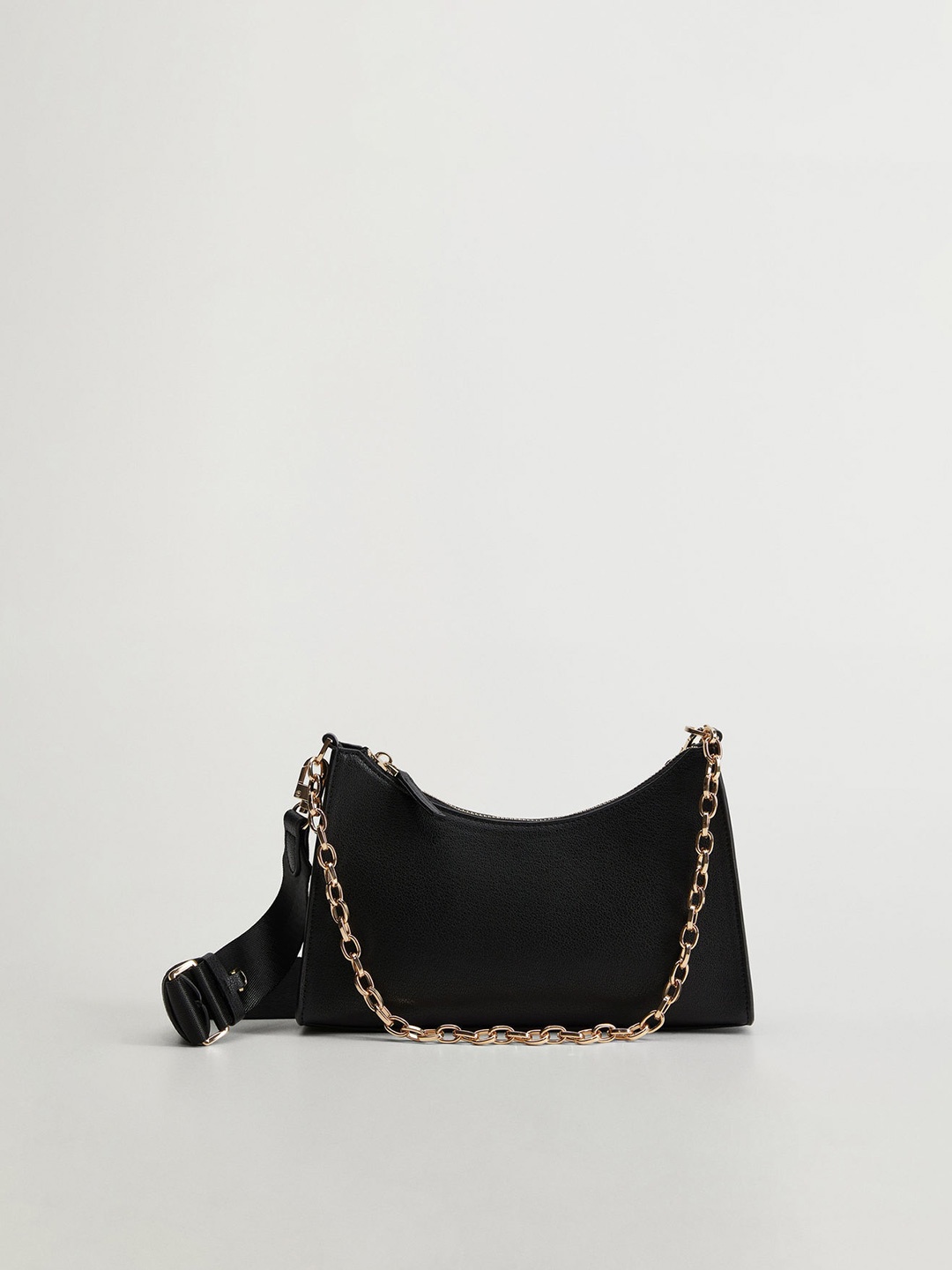 

MANGO Black Solid Shoulder Bag with Detachable Sling Strap