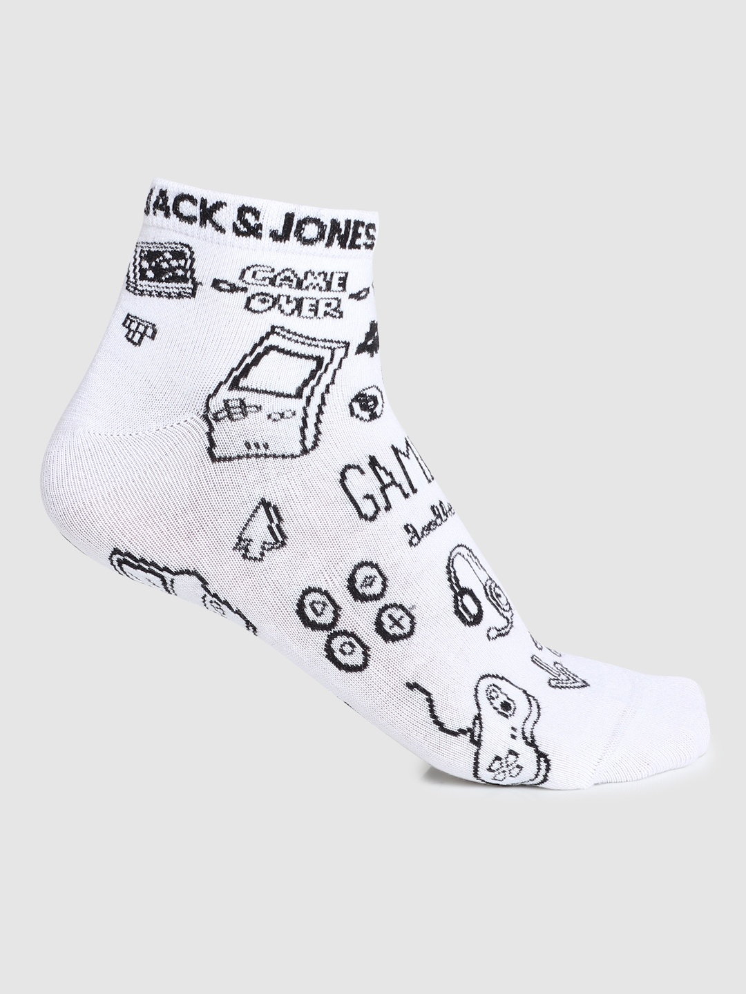 

Jack & Jones Men White & Black Patterned Ankle Length Socks