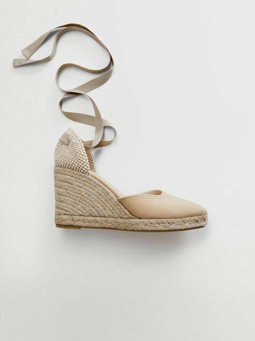 

MANGO Women Beige & Off-White Basketweave Detail Espadrilles Pumps