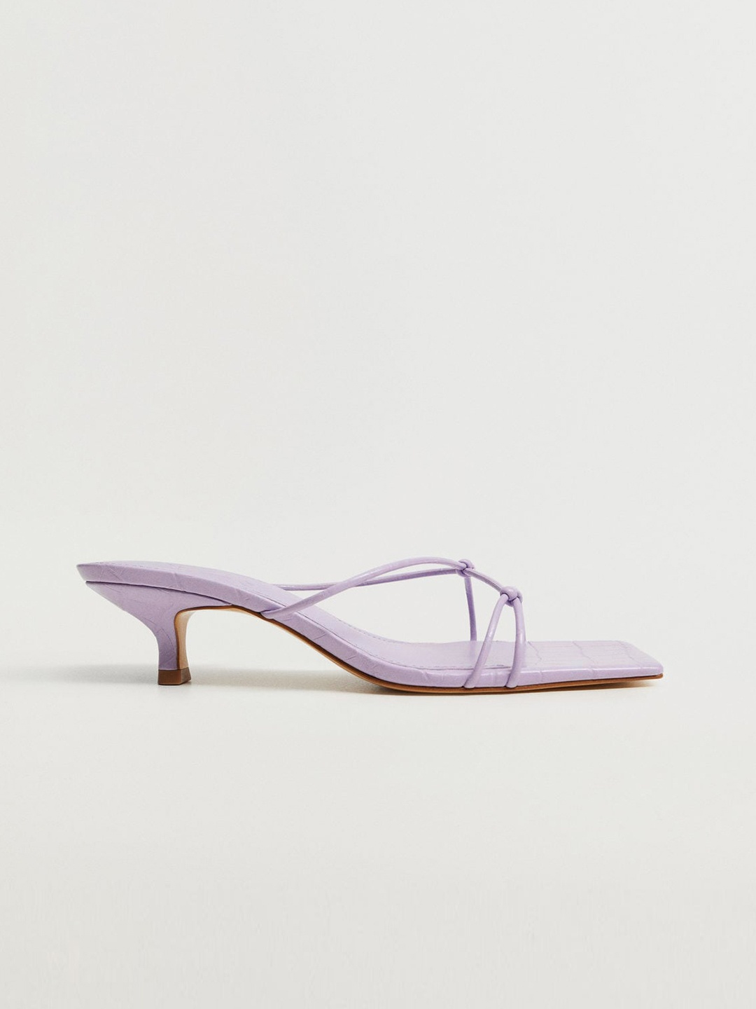 

MANGO Women Lavender Strappy Heels with Knot Detail