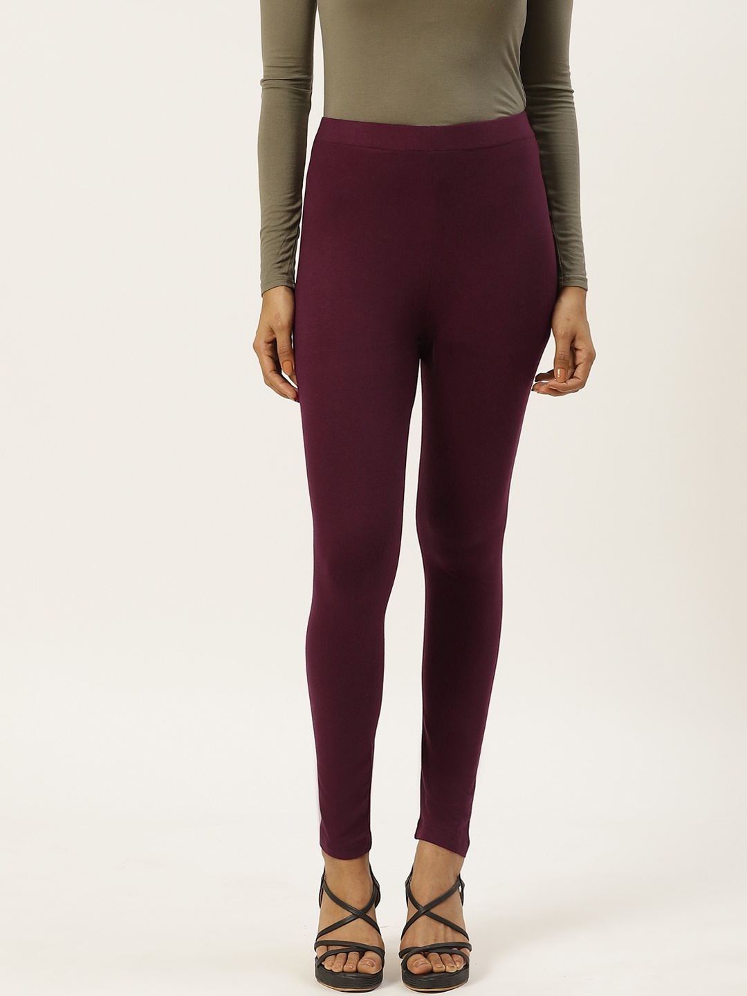 

Besiva Women Burgundy Solid Stretchable Leggings