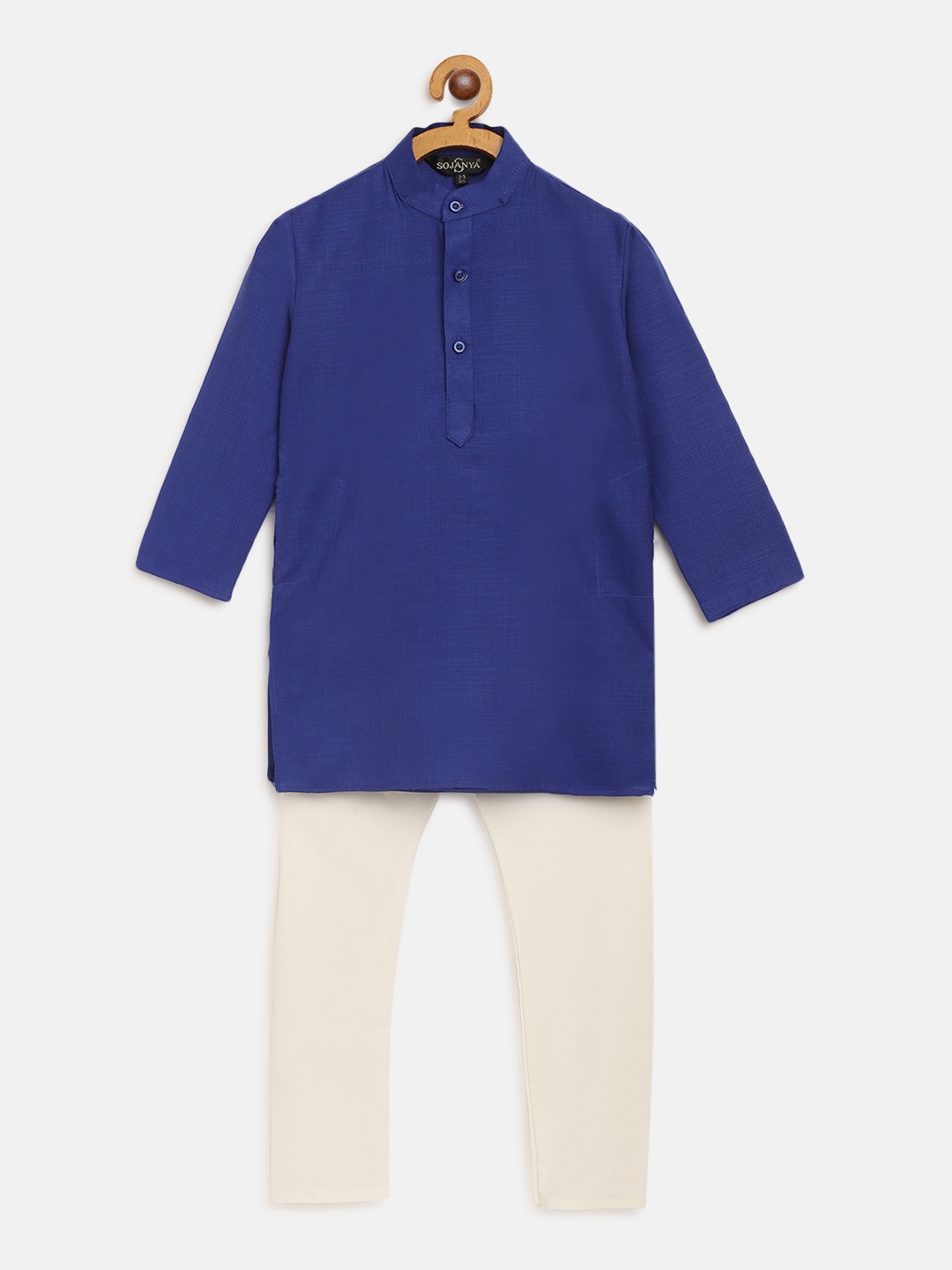 

SOJANYA Boys Blue & Off-White Solid Kurta with Pyjamas