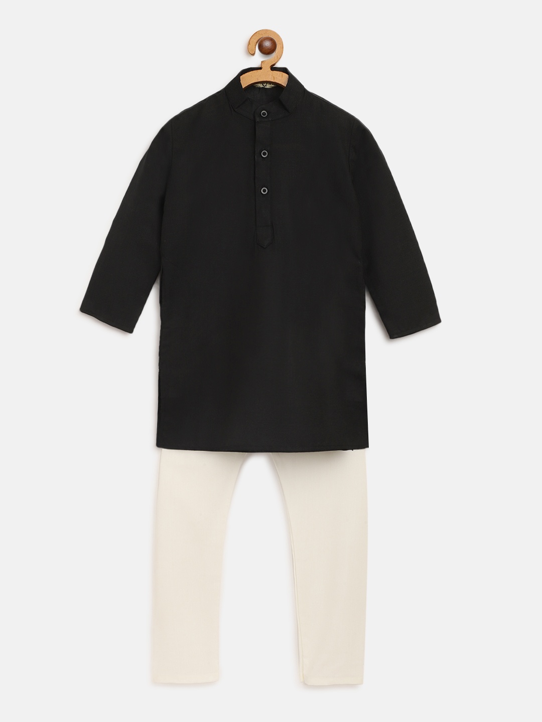 

SOJANYA Boys Black & Off-White Solid Kurta with Pyjamas