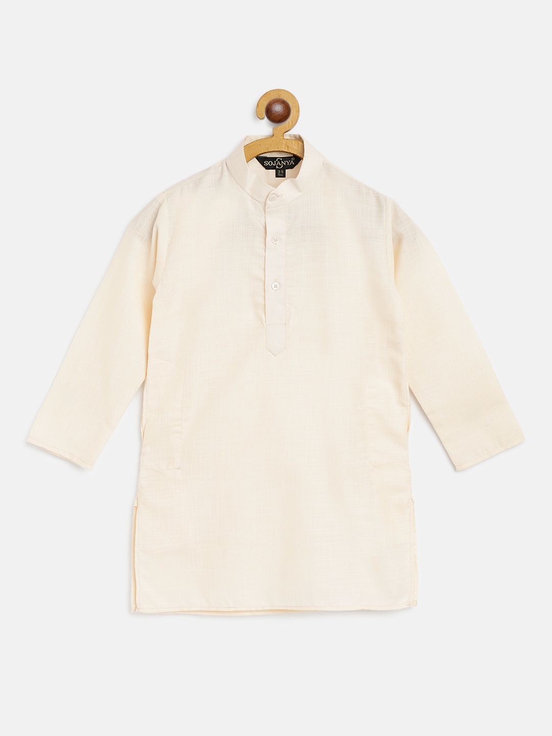 

SOJANYA Boys Cream-Coloured Solid Straight Kurta
