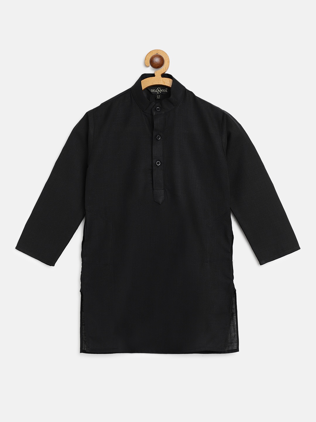 

SOJANYA Boys Black Solid Band Collar Kurta