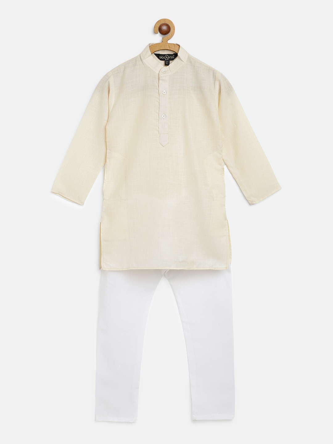 

SOJANYA Boys Cream-Coloured & Off-White Solid Kurta with Pyjamas