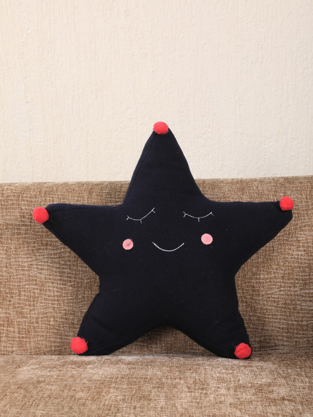 

My Gift Booth Black & Red Star-Shaped Cushion