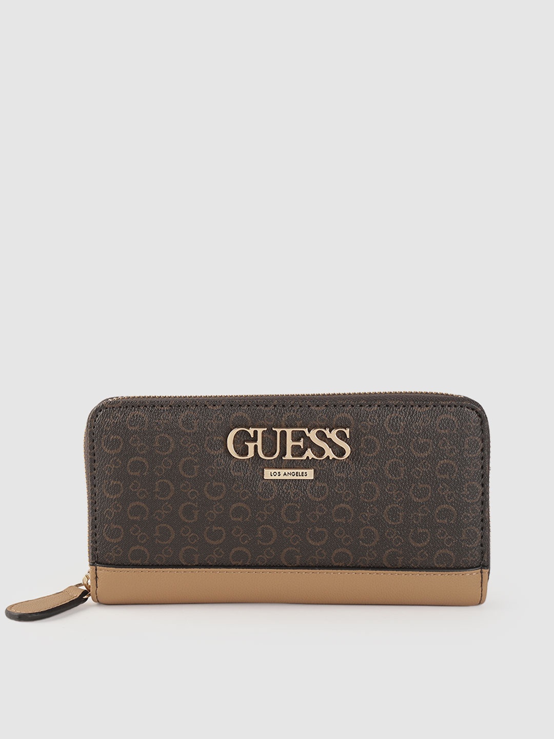 

GUESS Women Brown Brand Logo Print Zip Around Wallet