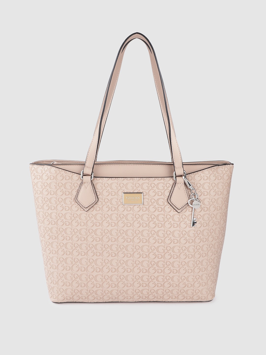 

GUESS Beige Brand Logo Textured Shoulder Bag